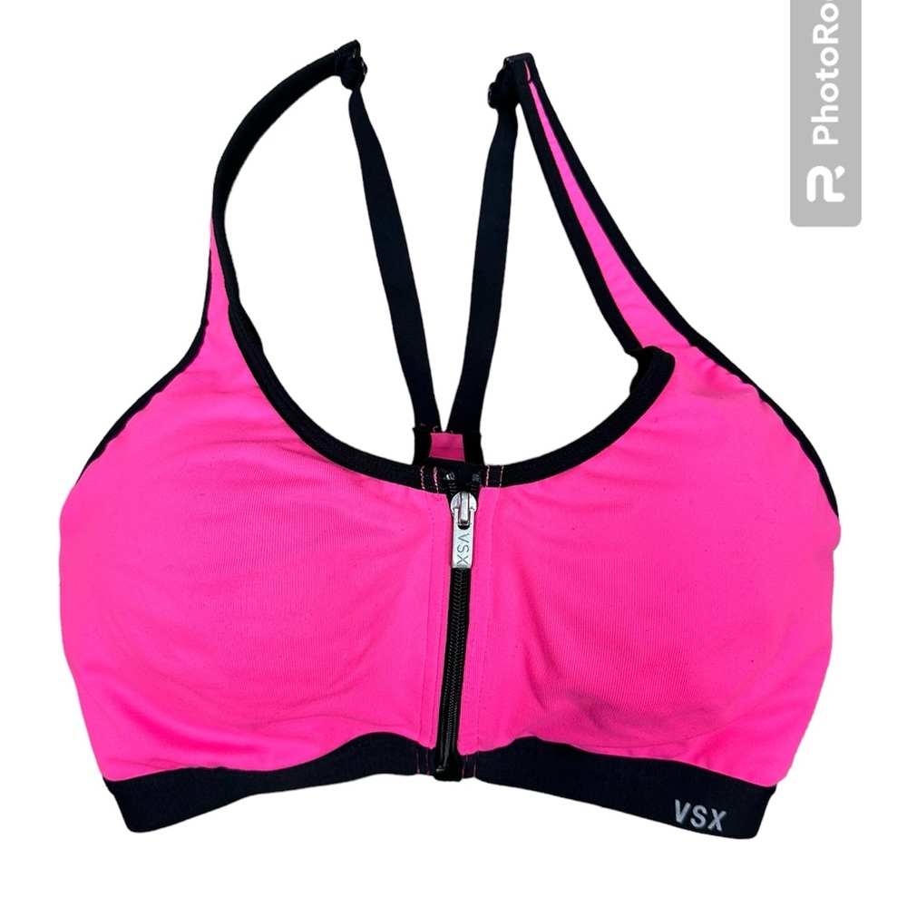 Victoria’s Secret VSX Pink Built In Sports Bra Athletic Front Zip